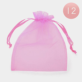 12PCS - 6.75 X 9.5 Ribbon Organza Gift Bags