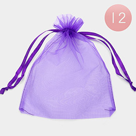 12PCS - 6.75 X 9.5 Ribbon Organza Gift Bags