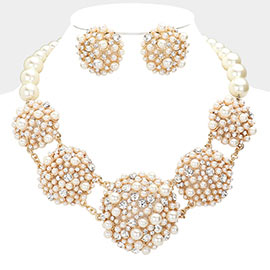 Crystal Pearl Bubble Cluster Necklace