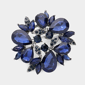 Glass Crystal Teardrop Wreath Pin Brooch