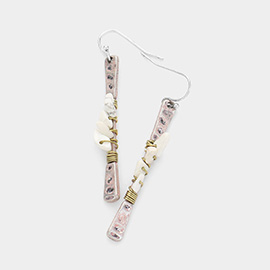 Hammered Metal Bar Bead Earrings