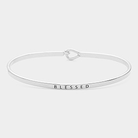 BLESSED Message Thin Brass Metal Hook Bracelet