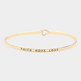 FAITH HOPE LOVE Message Thin Brass Metal Hook Bracelet