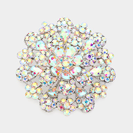 Oversized Flower Crystal Pave Pin Brooch