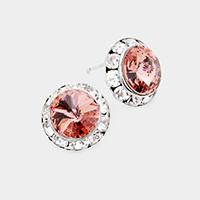 Rivoli Cut Genuine Crystal Round Stud Earrings