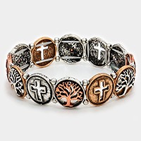 Cross & Tree of Life Stretch Bracelet