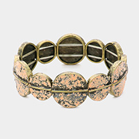 Colored Vintage Metal Disc Stretch Bracelet