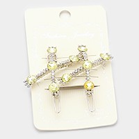 1 Pair - Crossed crystal hair barrettes