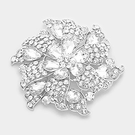 Floral Pinwheel Glass Crystal Pin Brooch