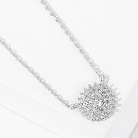 White Gold Dipped CZ Pendant Necklace