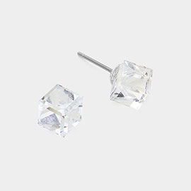 Genuine Crystal Cube Stud Earrings