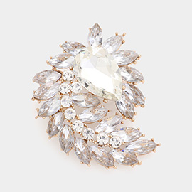 Glass Crystal Marquise Cluster Brooch / Pendant