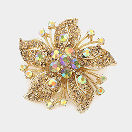 Crystal Rhinestone Flower Pin Brooch