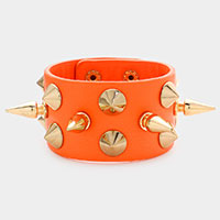 Spike Studded Faux Leather Bracelet