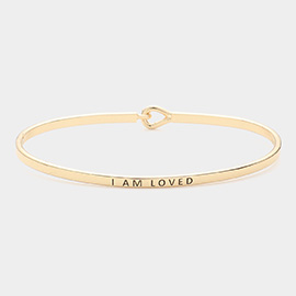 I AM LOVED Message Thin Brass Metal Hook Bracelet