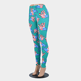 American USA Flag Elephant Pattern Leggings