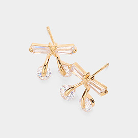 CZ Bow Stud Earrings