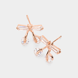 CZ Bow Stud Earrings