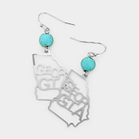 Georgia state map & semi stone turquoise earrings