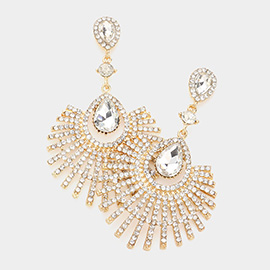 Teardrop Fan Crystal Rhinestone Evening Earrings