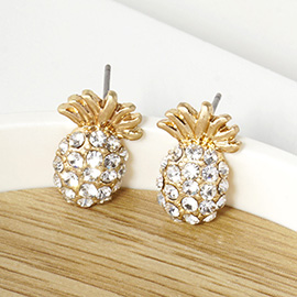 Crystal Pave Pineapple Stud Earrings