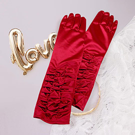 Dressy satin ruffle gloves