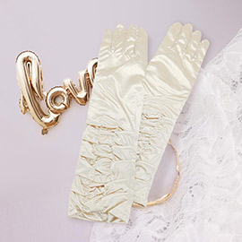 Dressy satin ruffle gloves