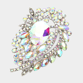 Oval Stone Accented Bouquet Pin Brooch / Pendant