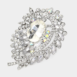 Oval Stone Accented Bouquet Pin Brooch