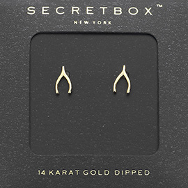 Secret Box_14K Gold Dipped Wishbone Stud Earrings