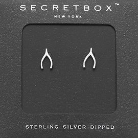 Secret Box _ Sterling Silver Dipped Wishbone Stud Earrings