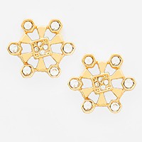 Crystal metal honey comb stud earrings