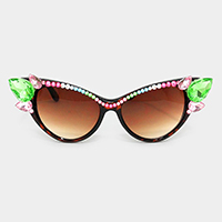 Crystal embellished cat eye sunglasses