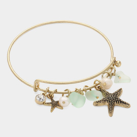 Starfish Natural Stone Charm Hook Bracelet