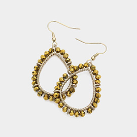 Beaded teardrop hoop earrings