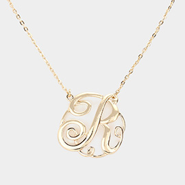 'R' Circle Script Monogram Pendant Necklace