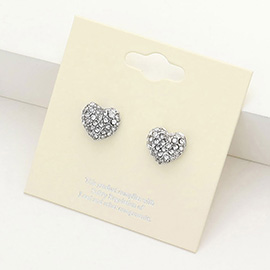 Crystal Pave Heart Stud Earrings