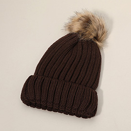 Knit Beanie Hat with Pom Pom