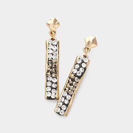 Crystal Pave Metal Bar Earrings