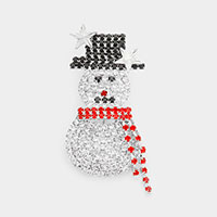 Crystal Christmas Snowman pin brooch