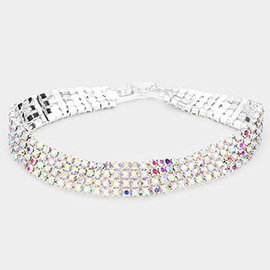 4Rows Rhinestone Evening Bracelet