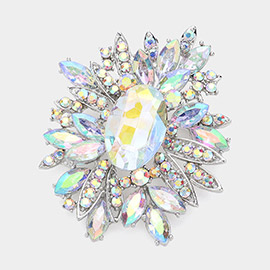 Crystal Flower Leaf Cluster Pin Brooch