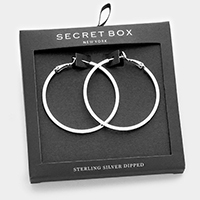 Secret Box _ Sterling Silver Dipped Metal Hoop Earrings