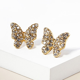 Rhinestone Paved Butterfly Stud Earrings