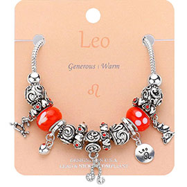 LEO - Multi-Beads Zodiac Sign Charm Bracelet