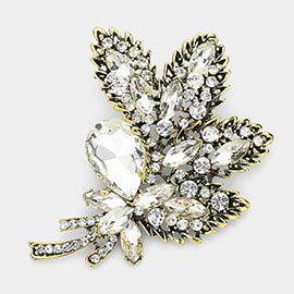 Glass Crystal Leaf Bouquet Brooch / Pendant