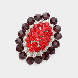 Glass crystal cluster oval brooch