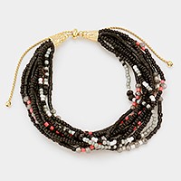 Multi-strand Boho Beaded Adjustable Pull Tie Bracelet