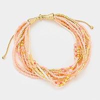 Multi-strand Boho Beaded Adjustable Pull Tie Bracelet