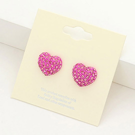 Crystal Pave Heart Stud Earrings